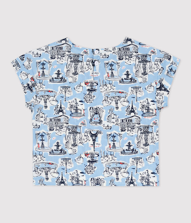 Blouse met print en korte mouwen voor meisjes wit/multicouleur