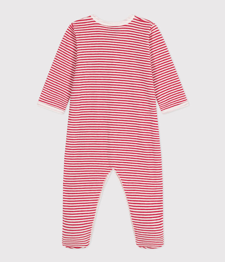 Pyjama b&eacute;b&eacute; amour en velours blanc/rouge