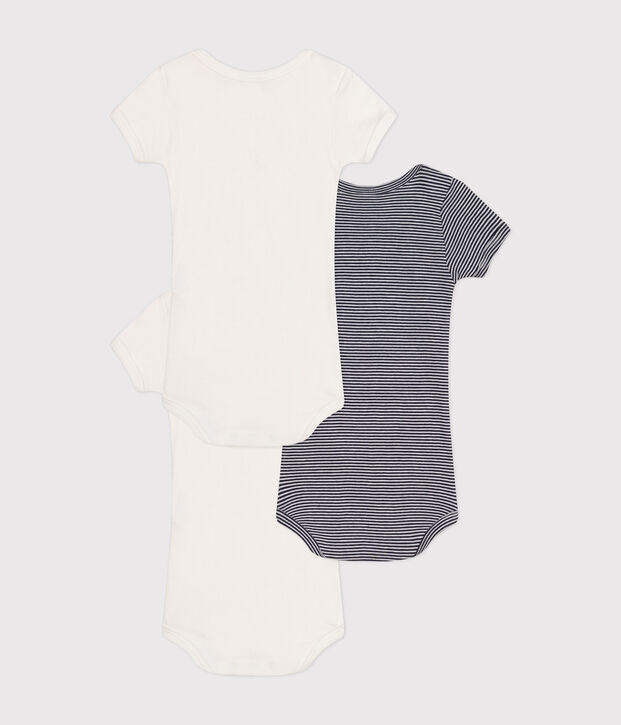 Lot de 3 bodies manches courtes en coton b&eacute;b&eacute; multicouleur