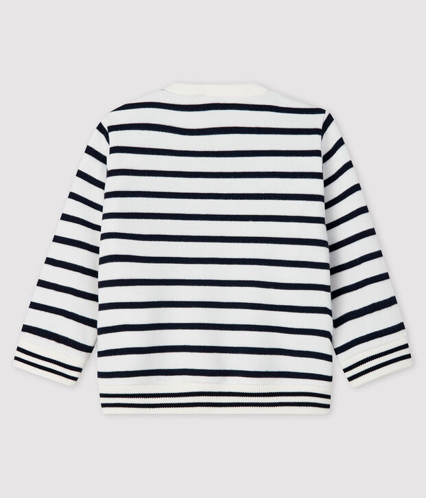 Sweatshirt van molton babymeisje wit/blauw