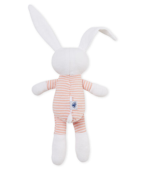 Uniseks konijnknuffel met rammelaar voor baby's roze ROSAKO/wit MARSHMALLOW