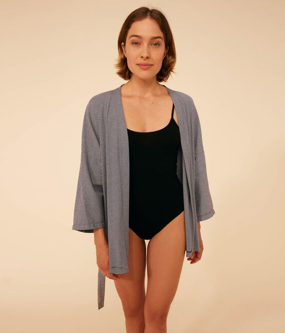 Kimono rayé femme bleu SMOKING/blanc MARSHMALLOW