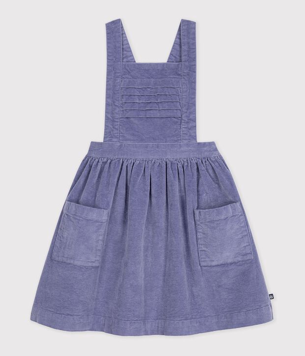 Robe salopette enfant en velours uni violet