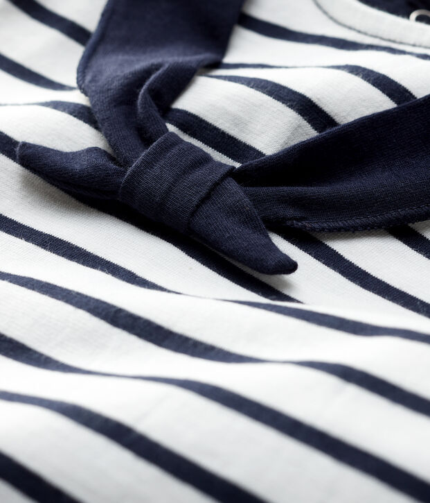 Creatieve jersey marini&egrave;re voor babymeisjes wit/blauw