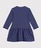 Robe enfant en coton manches longues &agrave; rayures bleu/violet