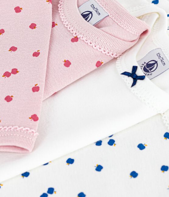 Setje met 5 katoenen body's met lange mouw en appelprint voor baby's variante 1