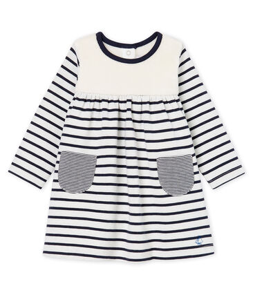 Gestreepte Jurk Met Lange Mouwen Babymeisje Petit Bateau