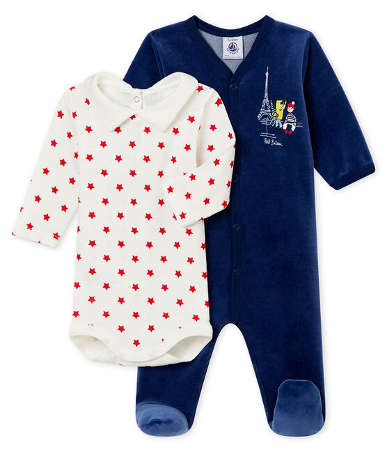 Fluwelen pyjama en body in gebreide stof voor babyjongens variante 1