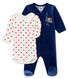 Fluwelen pyjama en body in gebreide stof voor babyjongens