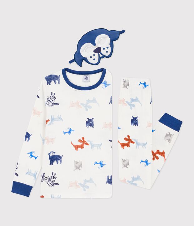 Pyjama d&eacute;guisement enfant en coton imprim&eacute; chiens blanc/multicouleur