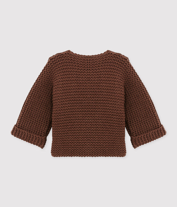 Cardigan b&eacute;b&eacute; mixte laine et coton marron