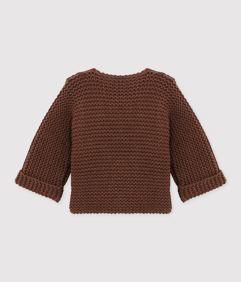 Cardigan b&eacute;b&eacute; mixte laine et coton marron BROWN