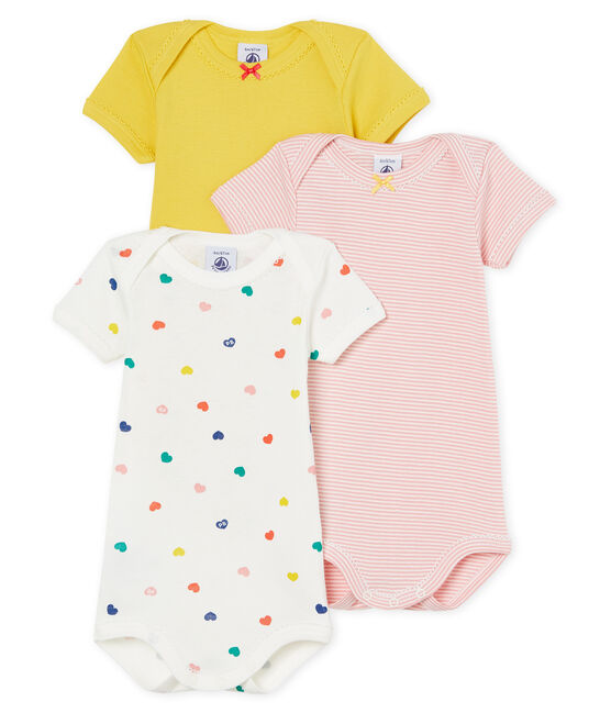 Trio de bodies manches courtes bébé fille variante 1