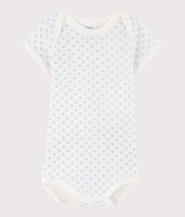Body manches courtes b&eacute;b&eacute; fille blanc/bleu