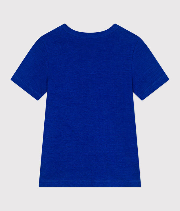 Linnen T-shirt met korte mouwen voor dames blauw