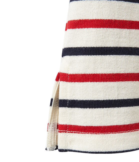 Marinière femme tricolore en jersey lourd beige COQUILLE/bleu SMOKING/ TERKUIT