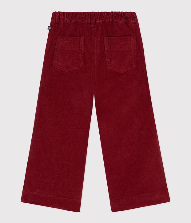 Kinderbroek met wijde pijpen in effen fluweel rood