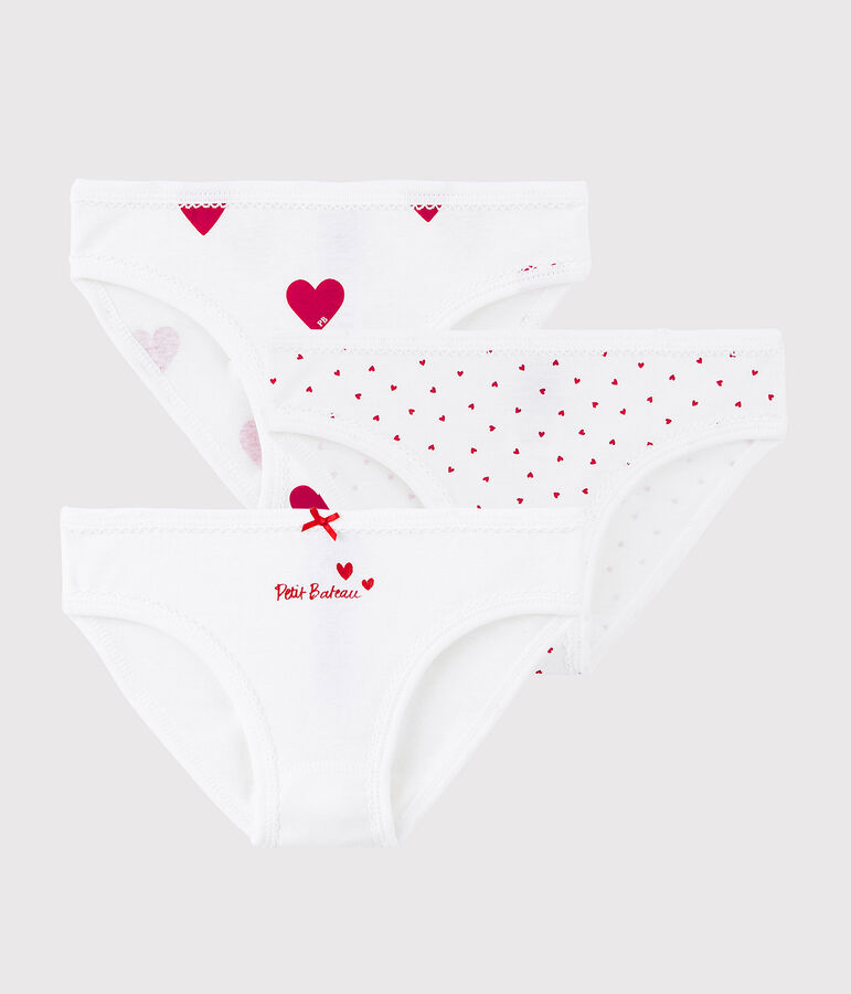 Lot de 3 culottes coeur petite fille en coton variante 1