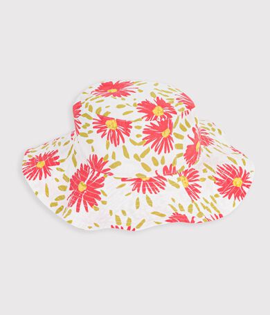Zonnehoedje in poplin met bloemenprint voor kinderen