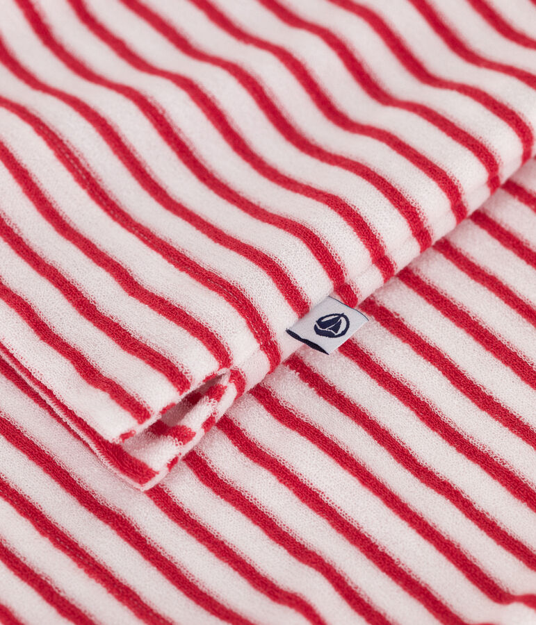 Katoenen korte damespyjama met strepen wit/rood