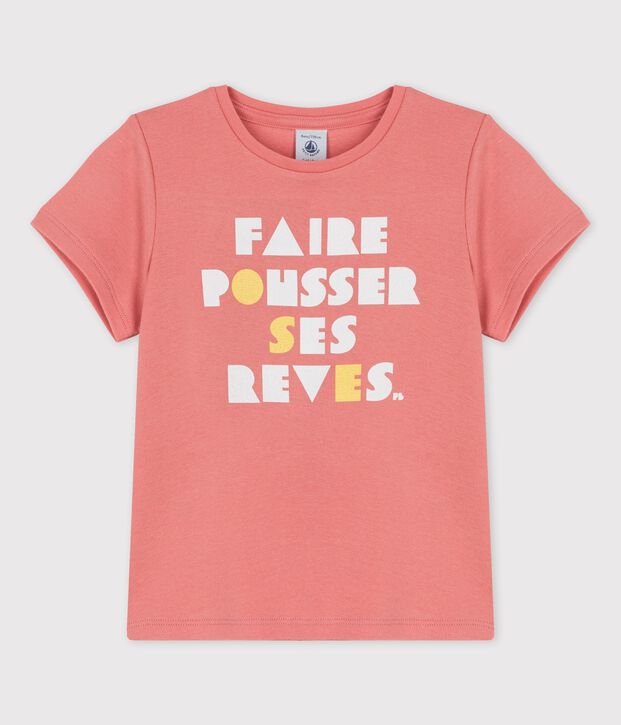 T-shirt manches courtes en coton enfant fille rose