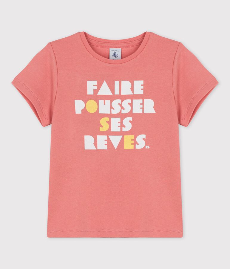 T-shirt manches courtes en coton enfant fille rose PAPAYE