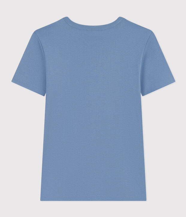 L'Iconique, effen katoenen T-shirt voor dames blauw