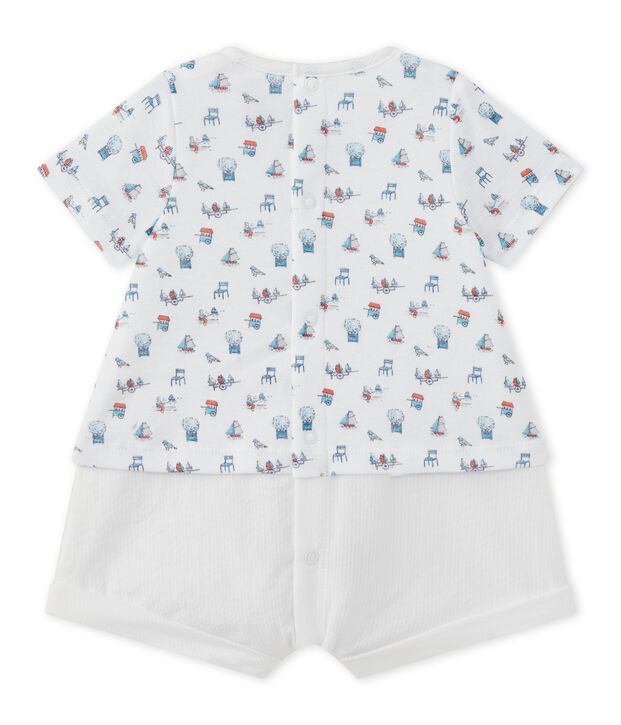Combicourt b&eacute;b&eacute; gar&ccedil;on bi-mati&egrave;re blanc/multicouleur