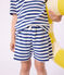 Katoenen kindershort met strepen blauw/wit