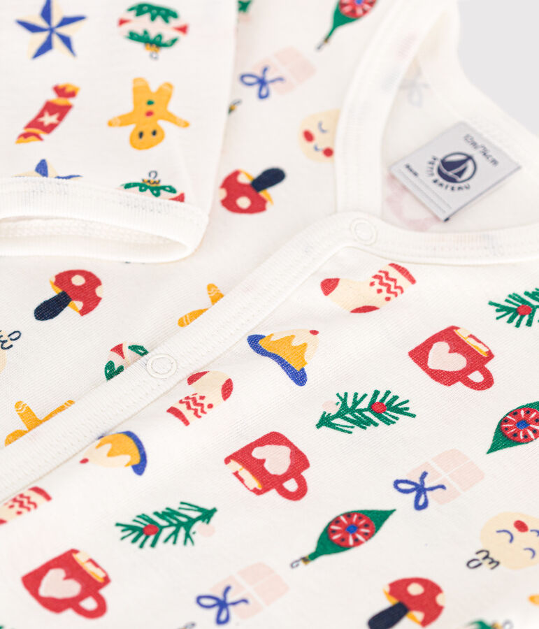 Katoenen babypyjama zonder voetjes met print wit MARSHMALLOW/wit MULTICO