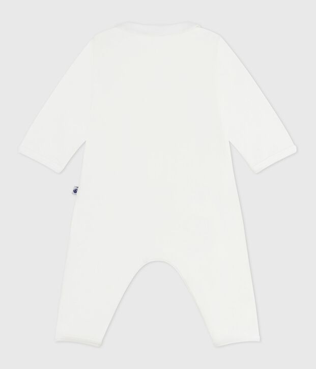 Effen katoenen babypyjama zonder voetjes wit