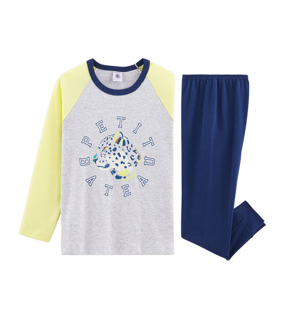 Pyjama petit garçon en côte bleu MEDIEVAL/blanc MULTICO