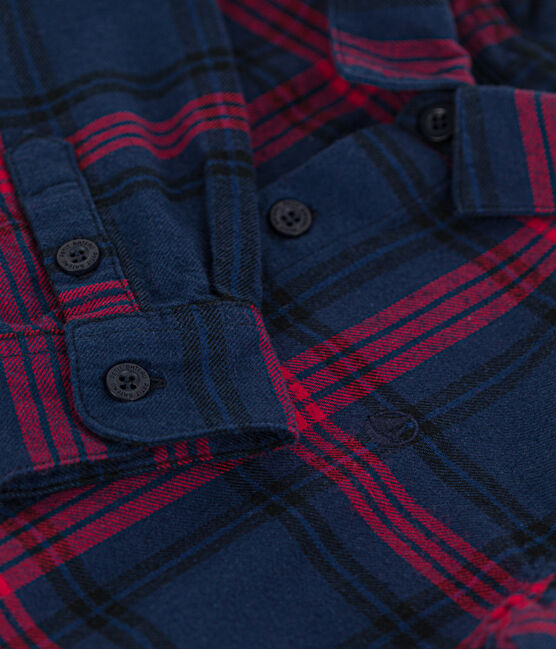 Chemise à carreaux en flanelle de coton enfant garçon bleu SMOKING/blanc MULTICO