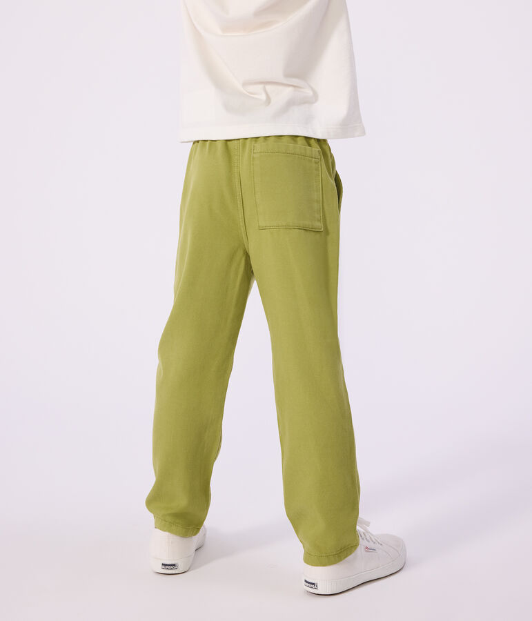 Pantalon enfant en coton vert MOSS