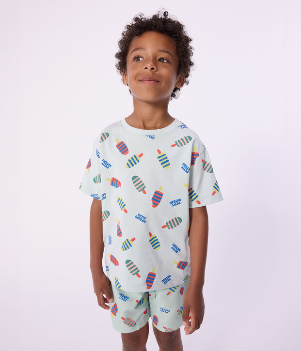 Short de bain enfant imprim&eacute; bleu/multicouleur