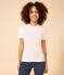 L'ICONIQUE, T-shirt voor dames met cocottesteek in katoen wit ECUME