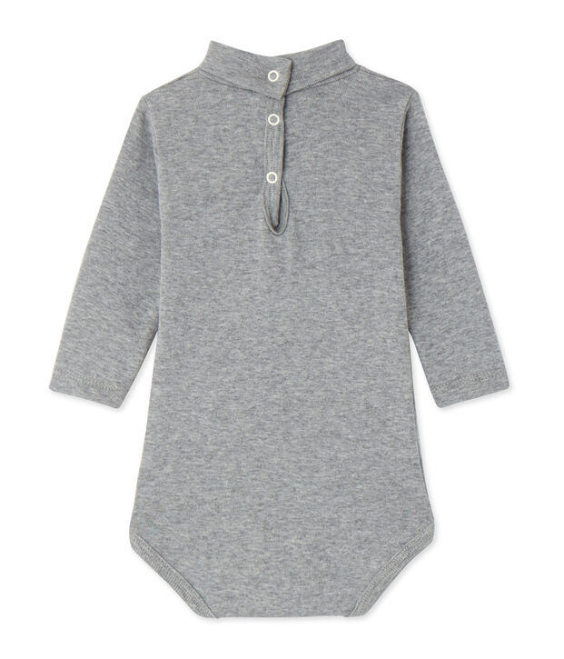 Uniseks body met rolkraag grijs