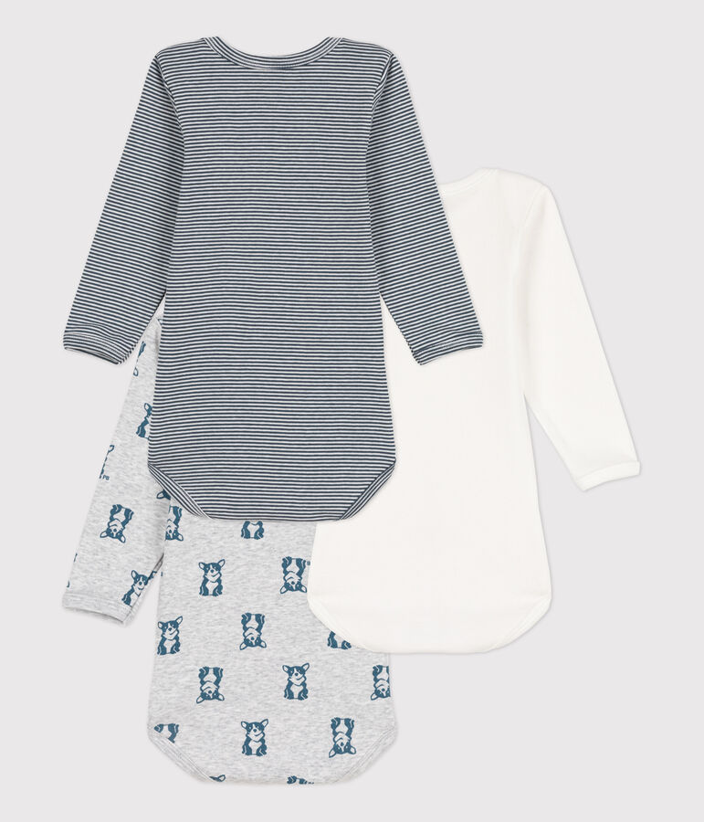Set van 3 katoenen body's met lange mouwen en hondenprint voor baby's multicouleur
