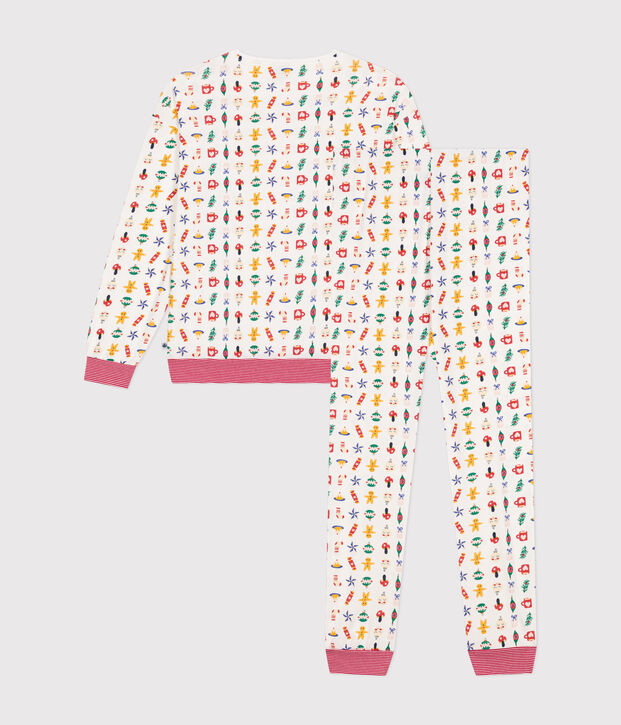 Katoenen pyjama met kerstprint wit/multicouleur