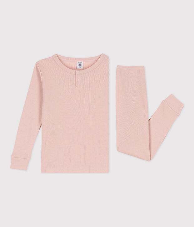 Pyjama uni en coton et lyocell enfant rose