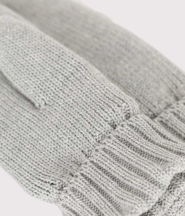 Effen gebreide wanten met fleecevoering voor kinderen grijs