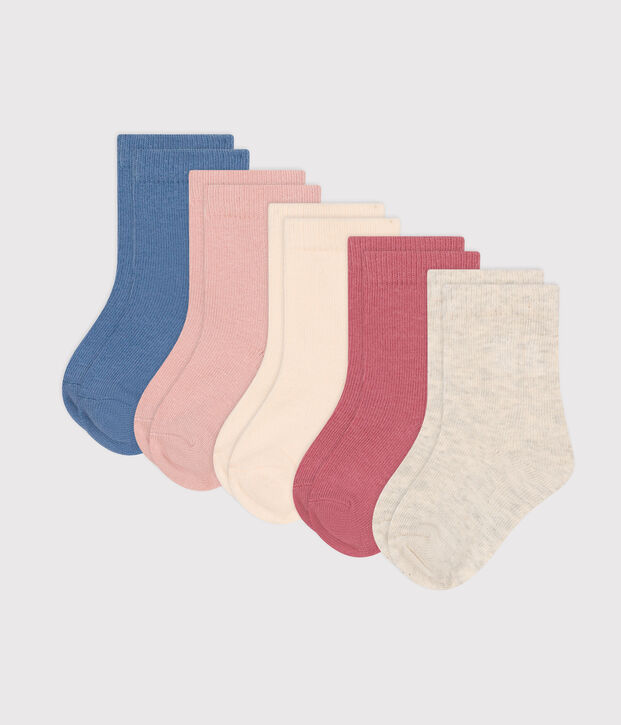 5 paar babysokken van effen katoen multicouleur