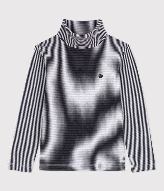 Sous-pull rayé en coton enfant fille / garçon bleu SMOKING/blanc MARSHMALLOW