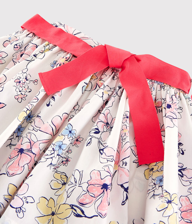 Jupe en popeline enfant fille blanc MARSHMALLOW/blanc MULTICO