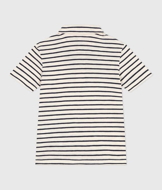 Katoenen kinderpolo met korte mouw en streepjes wit AVALANCHE/blauw SMOKING