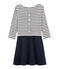 Jurk met lange mouwen vrouwen blauw SMOKING/beige COQUILLE