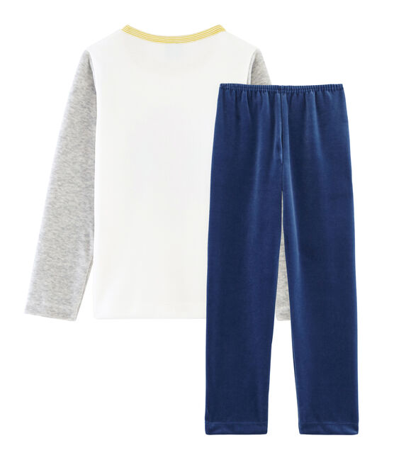 Fluwelen jongenspyjama blauw MEDIEVAL/grijs POUSSIERE/ MULTICO