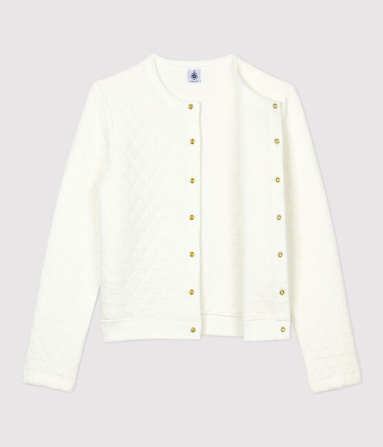 Dames cardigan van gewatteerde tubic. wit MARSHMALLOW