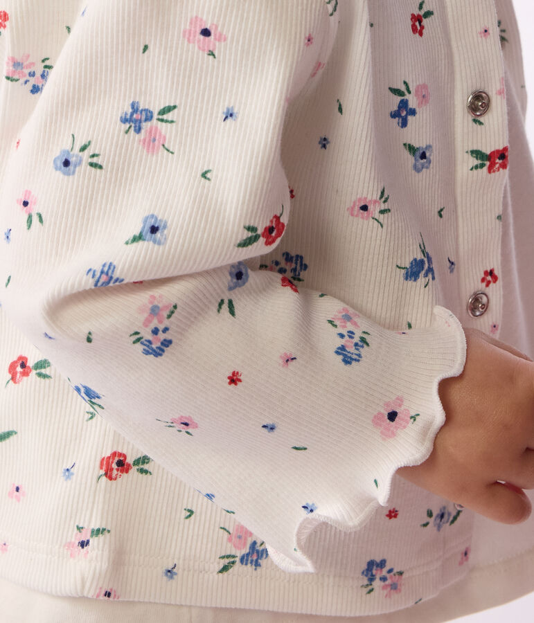 Katoenen babyvestje met bloemenprint wit MARSHMALLOW/wit MULTICO