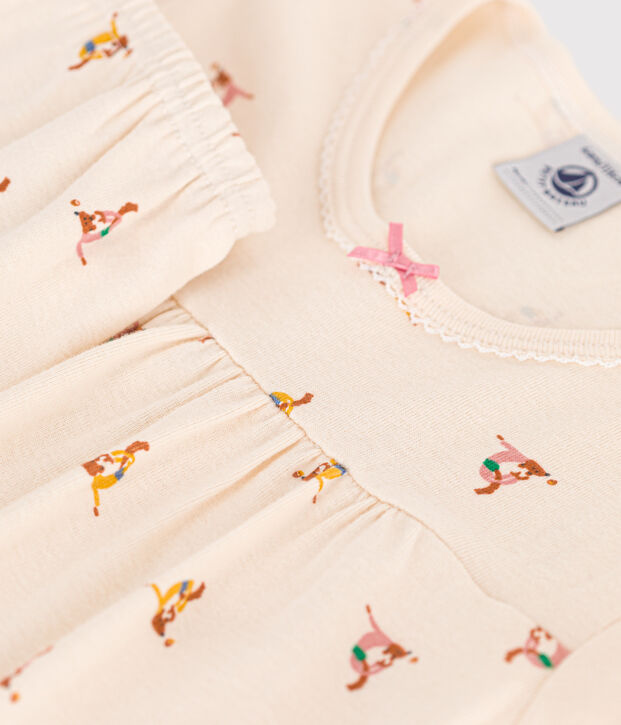 Katoenen pyjamashort met dierenprint voor kinderen ecru/multicouleur